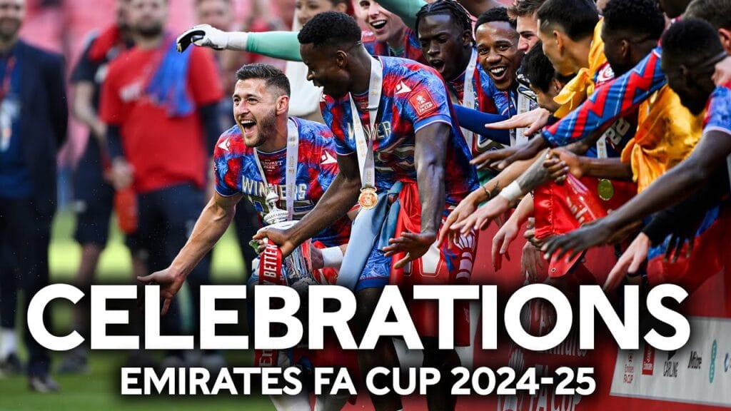Crystal Palace lifting the FA Cup trophy at Wembley