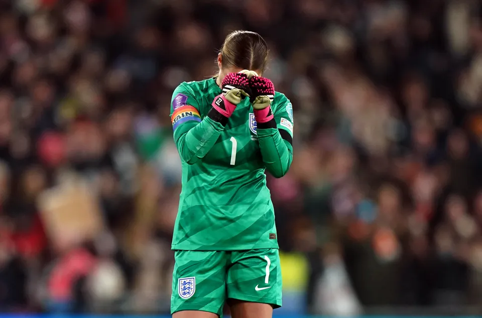 Mary Earps walking off the field in England kit after announcing international retirement before Euro 2025.