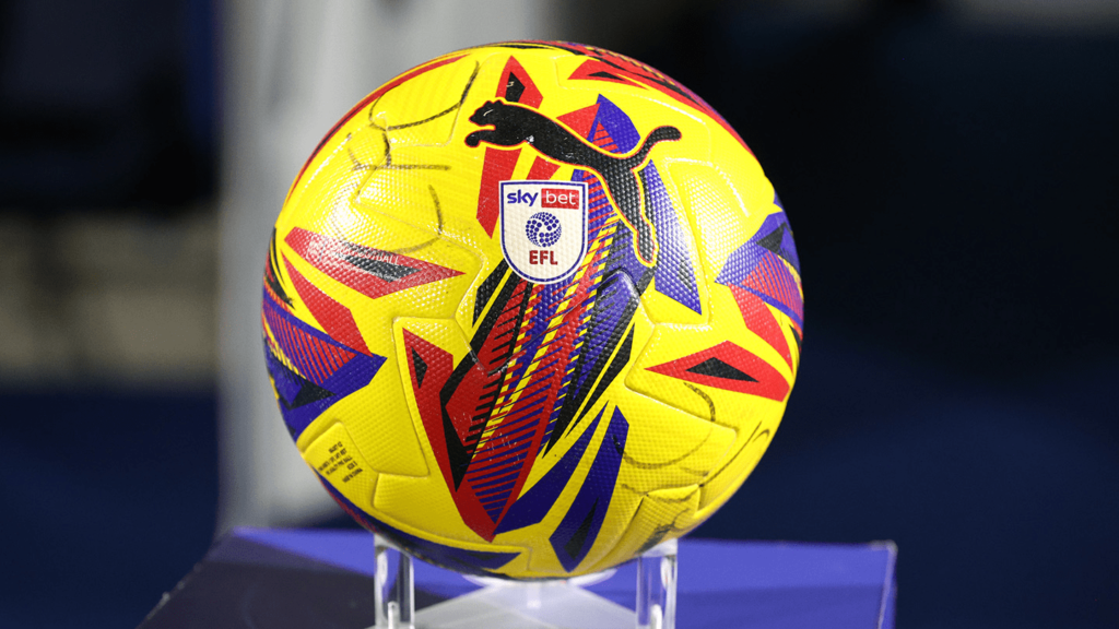 Sky Bet League Two 2025/26 football line-up featuring club badges for promoted and relegated teams